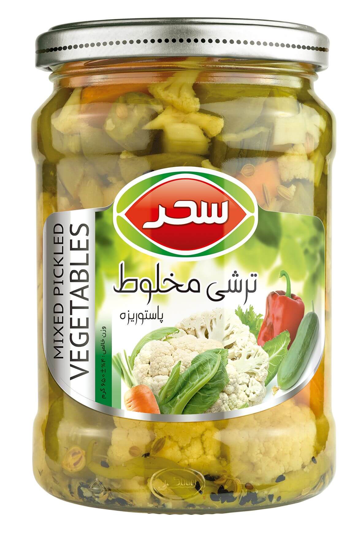 ترشی مخلوط  شیشه  وزن خالص 650 گرم